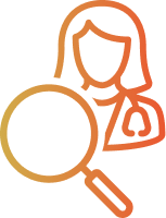 Icon of a doctor with a magnifying glass
